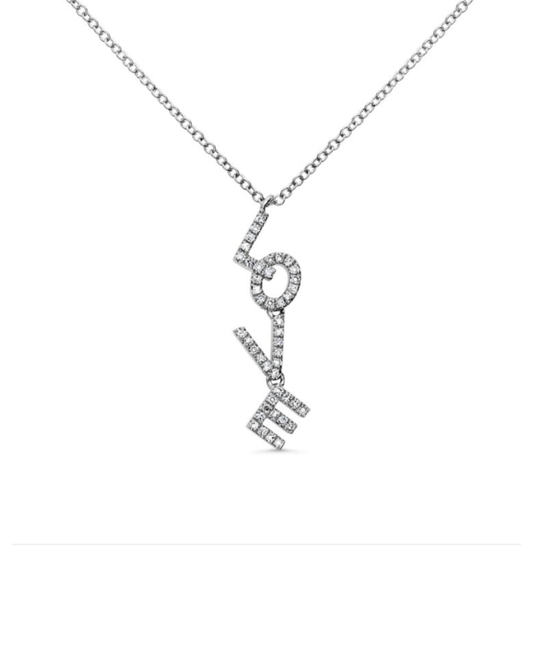 14K Diamond Love Dangle Necklace