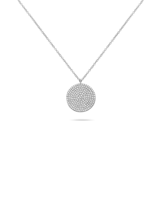 14K Pave Diamond Disc Pendant