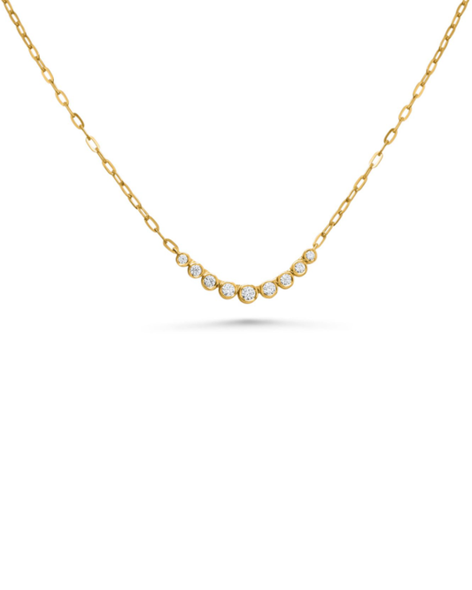 14K Graduated Diamond Bezel Necklace