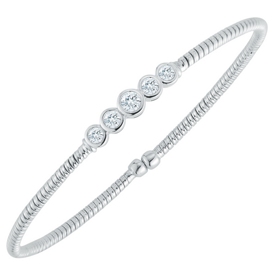 DA Gold's Lady's White 18 Karat Diamond Bezel Cuff Bracelet