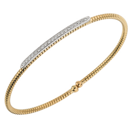 Single Row 18k Yellow Diamond Cuff Bracelet