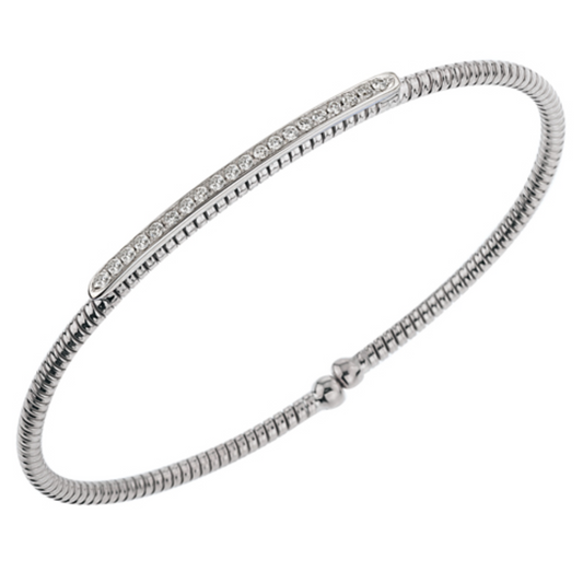 Single Row 18k White Diamond Cuff Bracelet