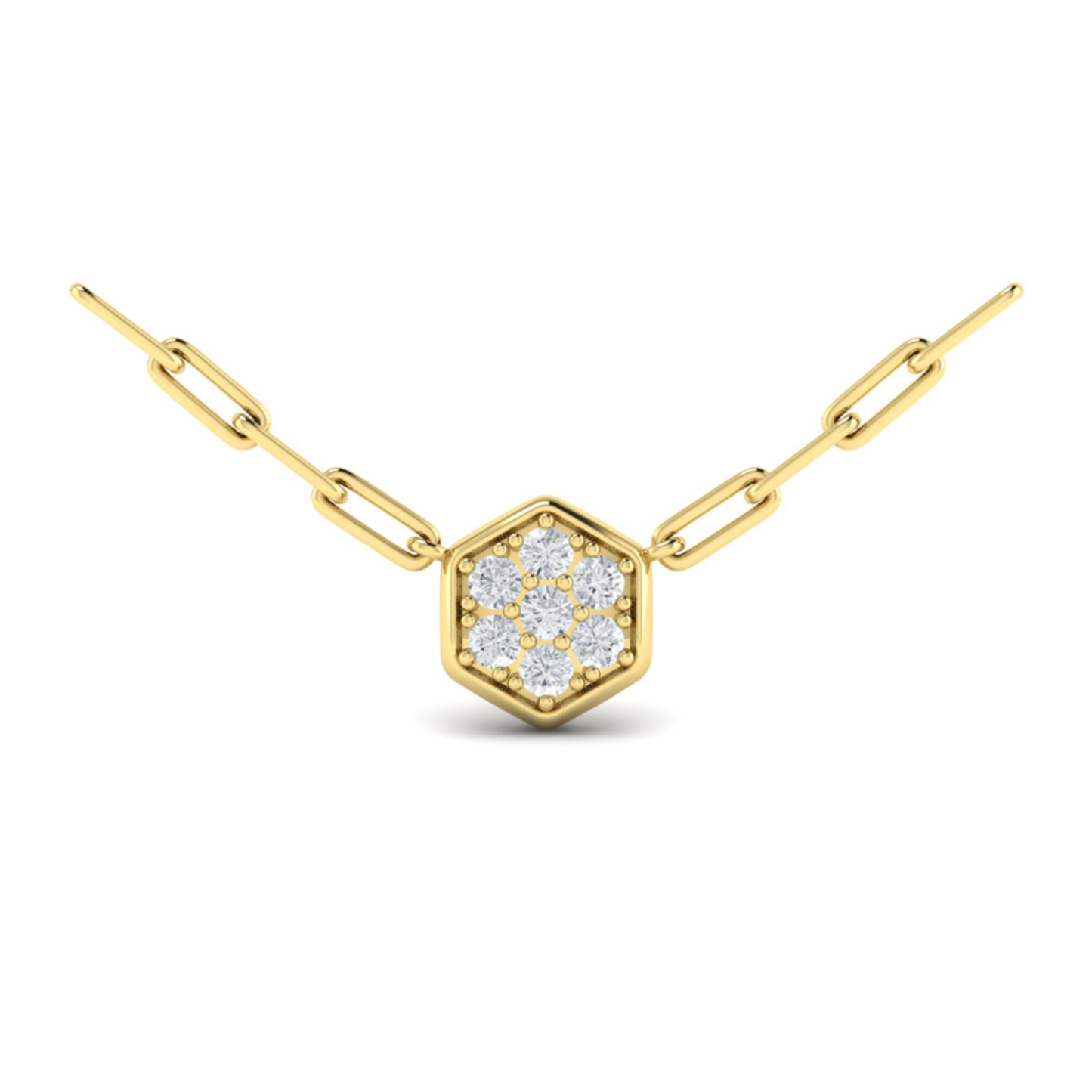 Vlora Yellow 14k Gold Honeycomb Diamond Necklace