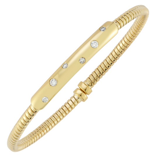 DA Gold's Lady's Yellow 18 Karat Burnished Diamond Cuff Bracelet