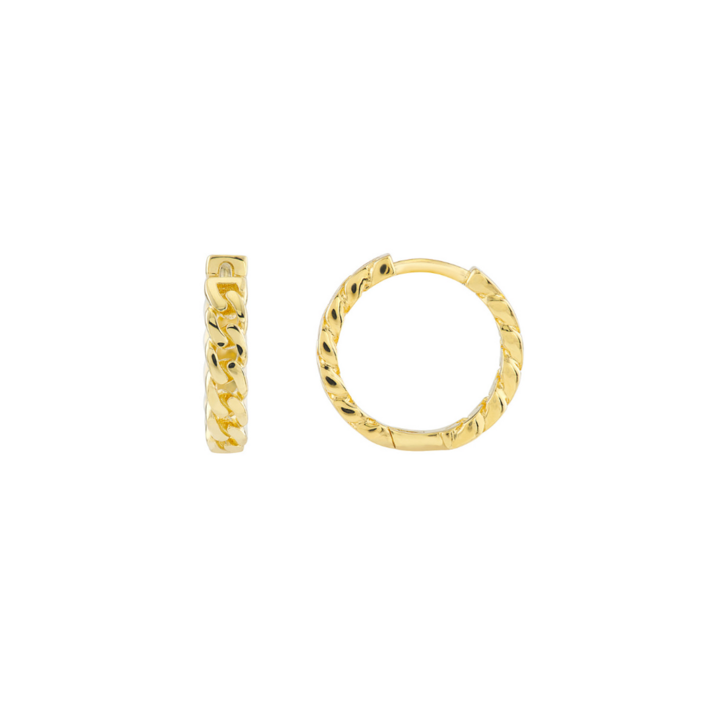 14k Yellow Gold Curb Hoop Earrings