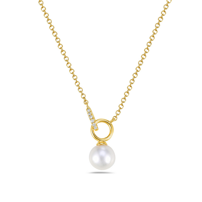 Yellow 14k gold pearl drop pendant