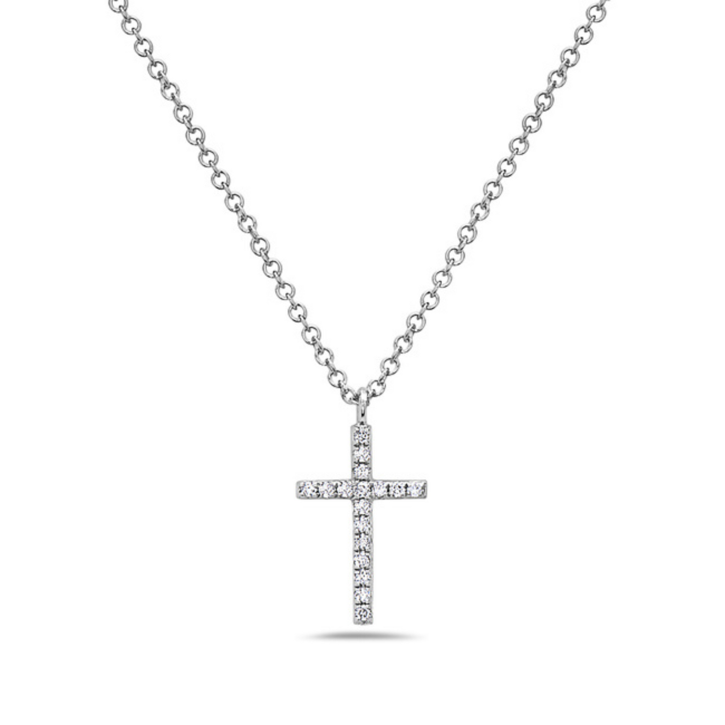 White 14k Gold Diamond Cross Pendant