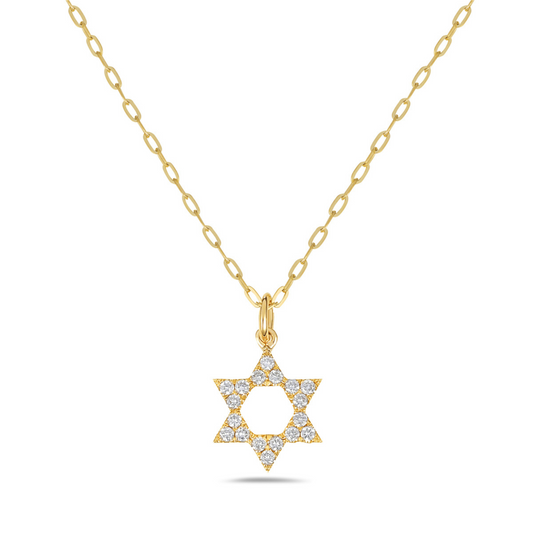 Yellow 14k Gold Diamond Star of David