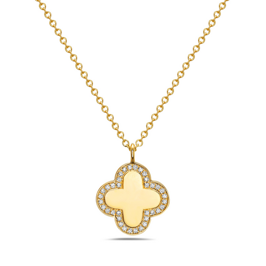 Yellow 14k Gold Diamond Quatrefoil Pendant