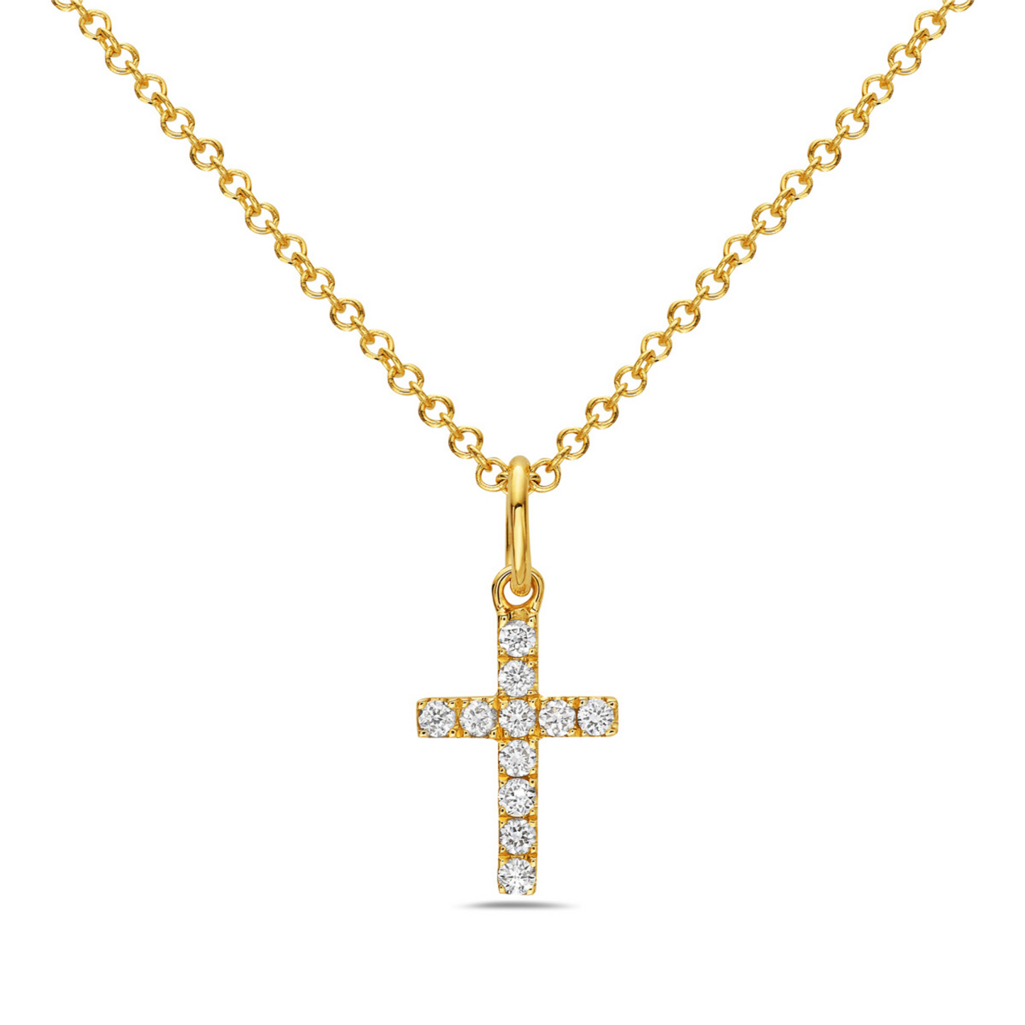 Yellow 14k gold diamond cross pendant