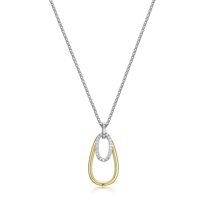 Elle two-tone sterling silver gold plated open link necklace