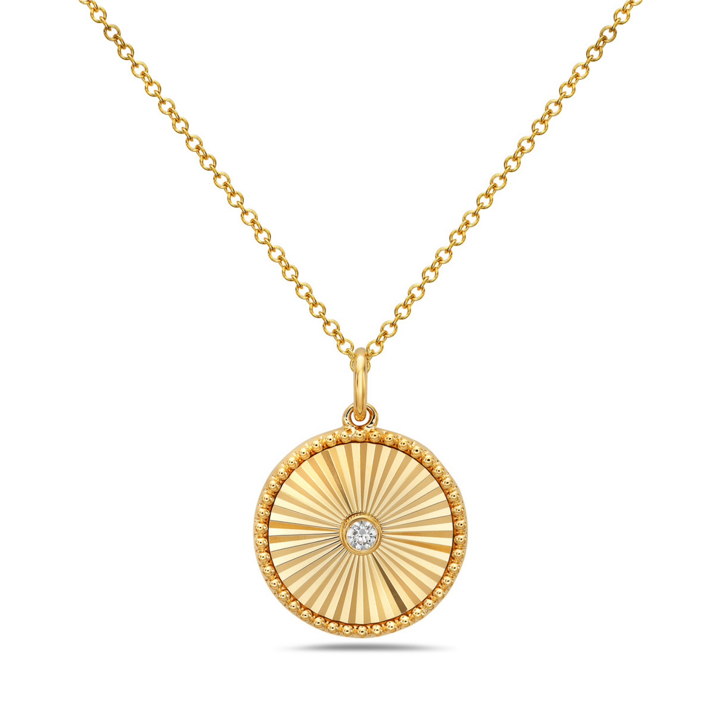 Yellow 14k Gold Diamond Circle Pendant