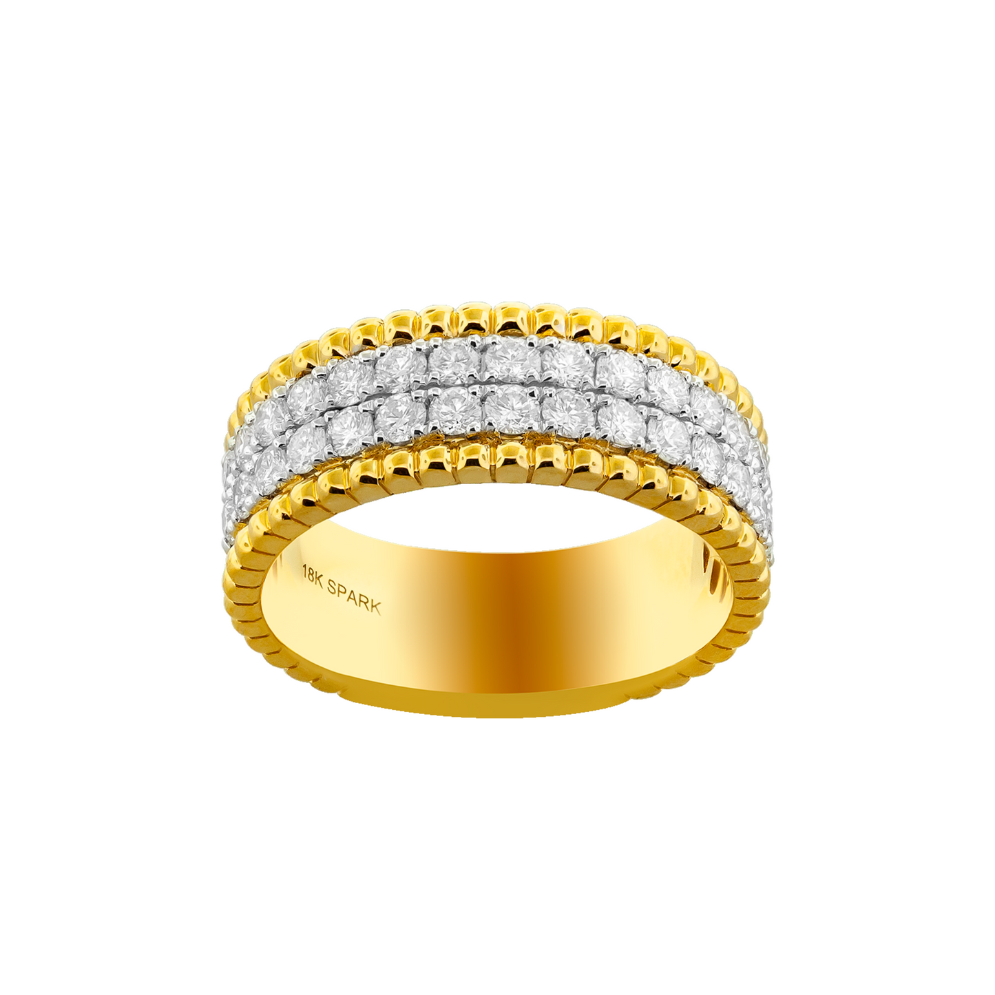 Two Row Diamond 18k Yellow Gold Band