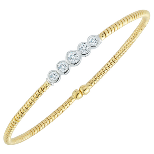 DA Gold's Lady's Yellow 18 Karat Diamond Bezel Cuff Bracelet