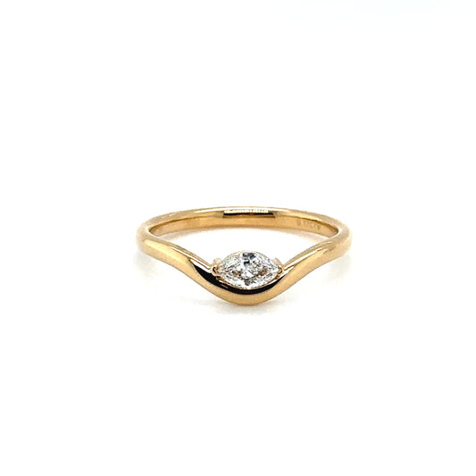 18 Karat Yellow Gold Diamond Wave Ring