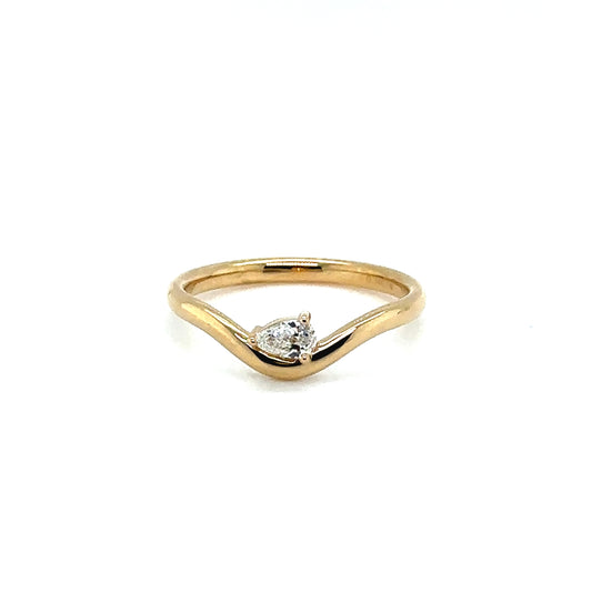 18 Karat Yellow Gold Diamond Wave Ring