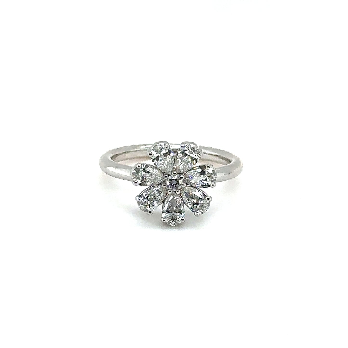 18 Karat Pear Shaped Diamond Flower Fashion Ring