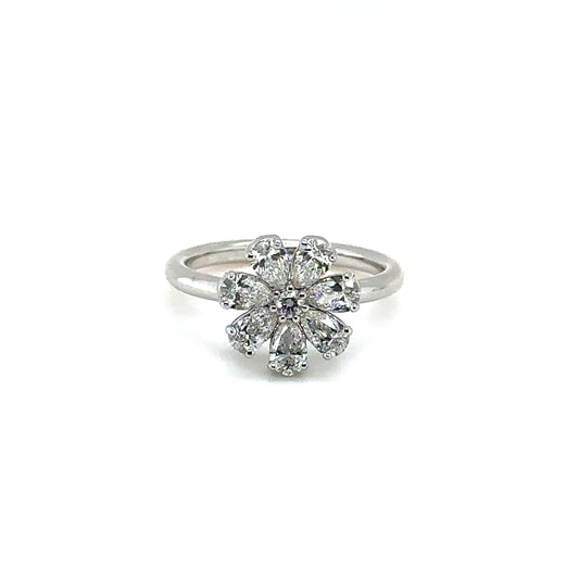 18 Karat Pear Shaped Diamond Flower Fashion Ring