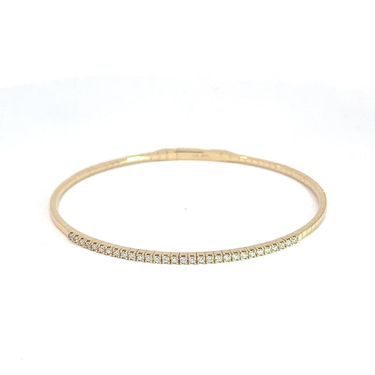14 Karat Soft Bangle Diamond Line Bracelet