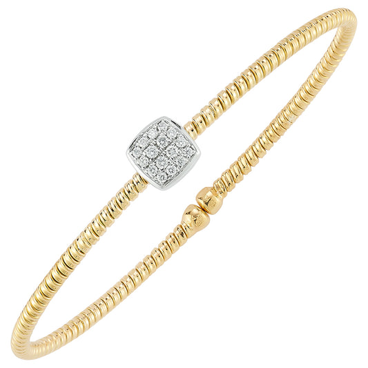 14 Karat Yellow Gold Diamond Square Bracelet