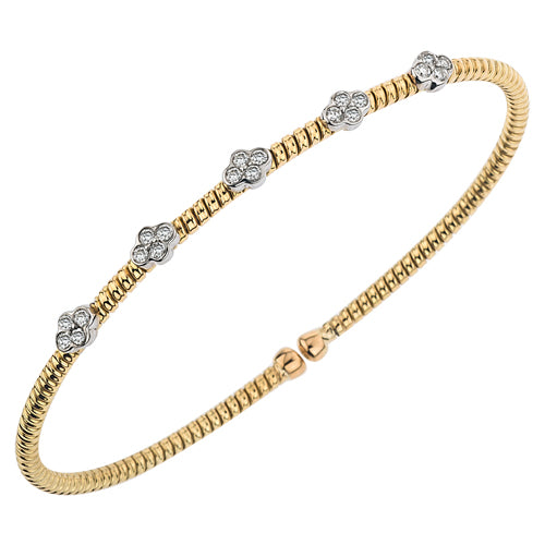 18K Quatrefoil Diamond Station Cuff Bracelet