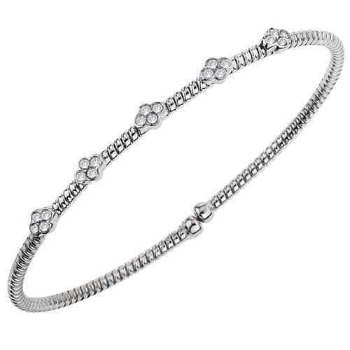 18K Quatrefoil Diamond Station Cuff Bracelet