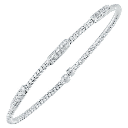 18K Three Bar Diamond Station Cuff Bracelet