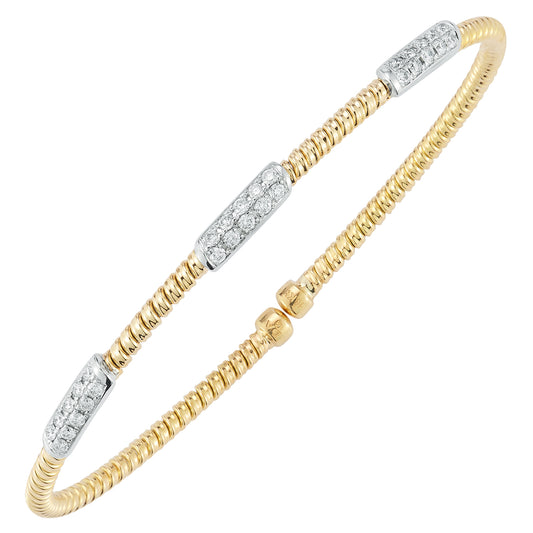 18 Karat Yellow Gold Open Cuff Diamond Bracelet