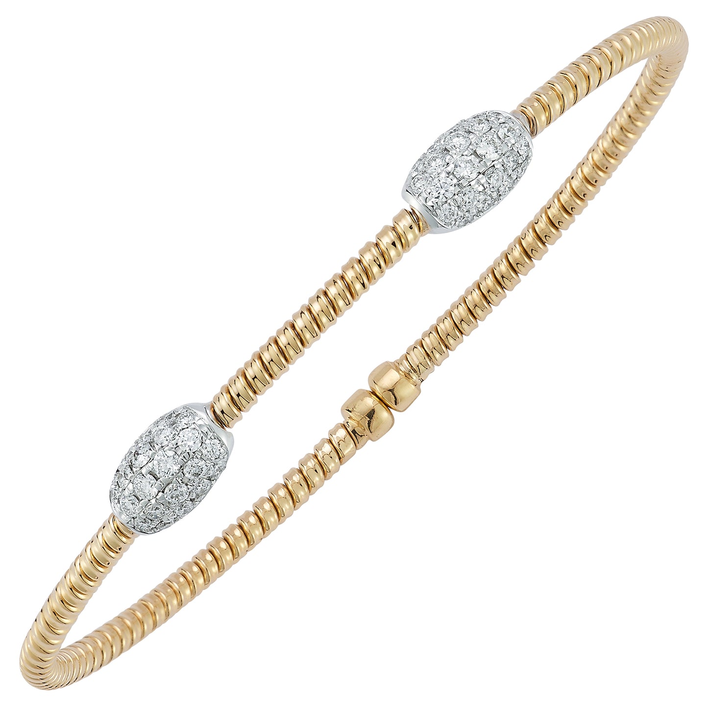 18K Diamond Station Barrel Cuff Bracelet