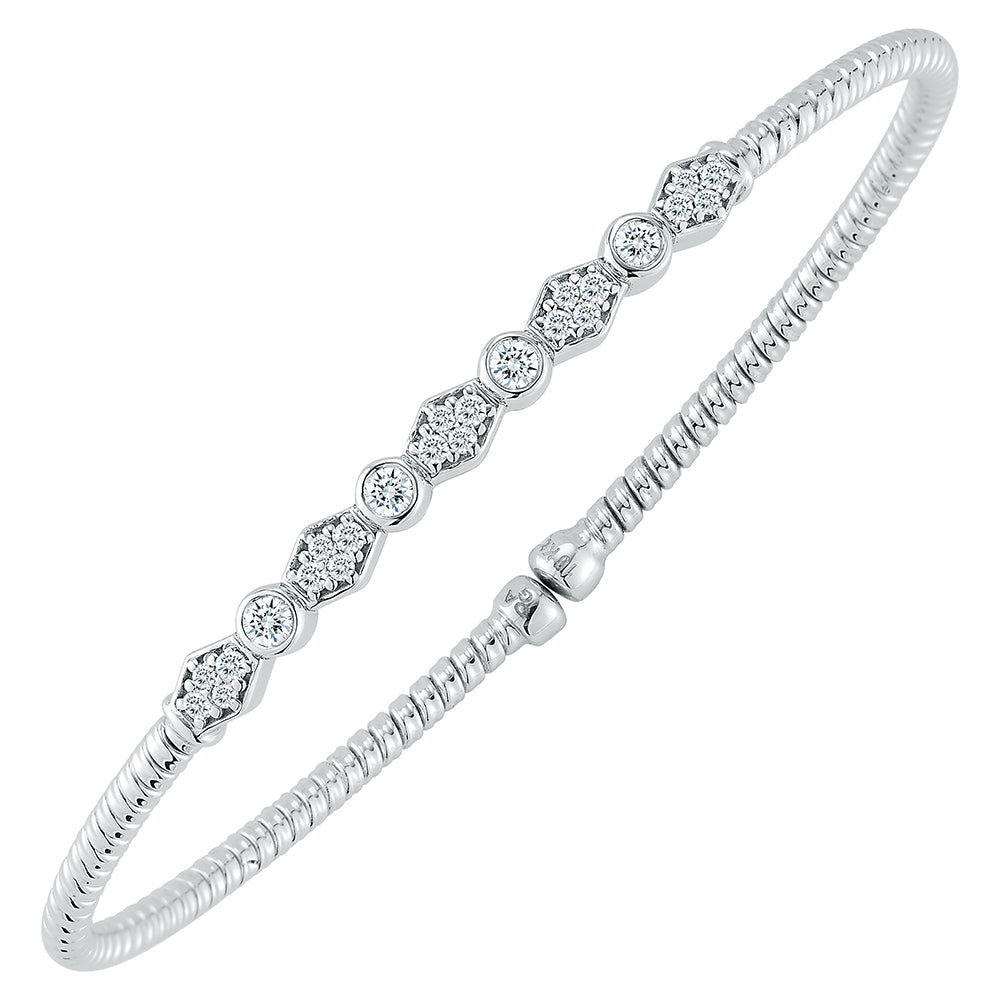18K Diamond Multi Shape Bezel Cuff Bracelet