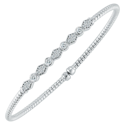 18K Diamond Multi Shape Bezel Cuff Bracelet