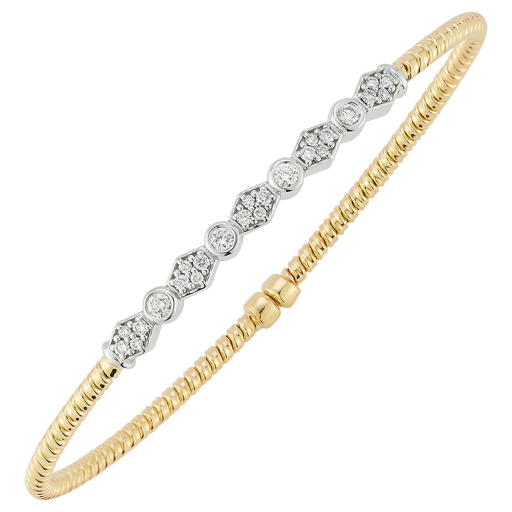 18K Diamond Multi Shape Bezel Cuff Bracelet