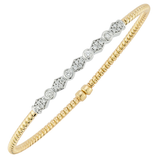 18K Diamond Multi Shape Bezel Cuff Bracelet