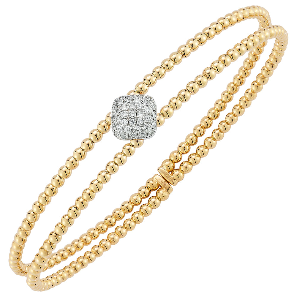 18K Two Row Bar Diamond Station Bracelet