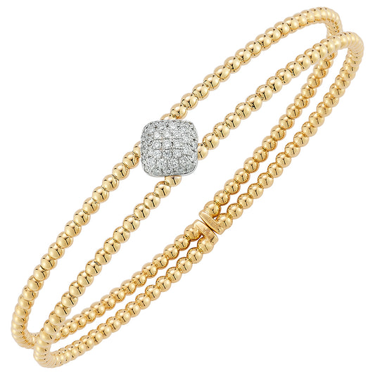 18K Two Row Bar Diamond Station Bracelet