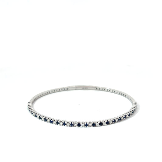 14 Karat Diamond and Sapphire Soft Line Bracelet