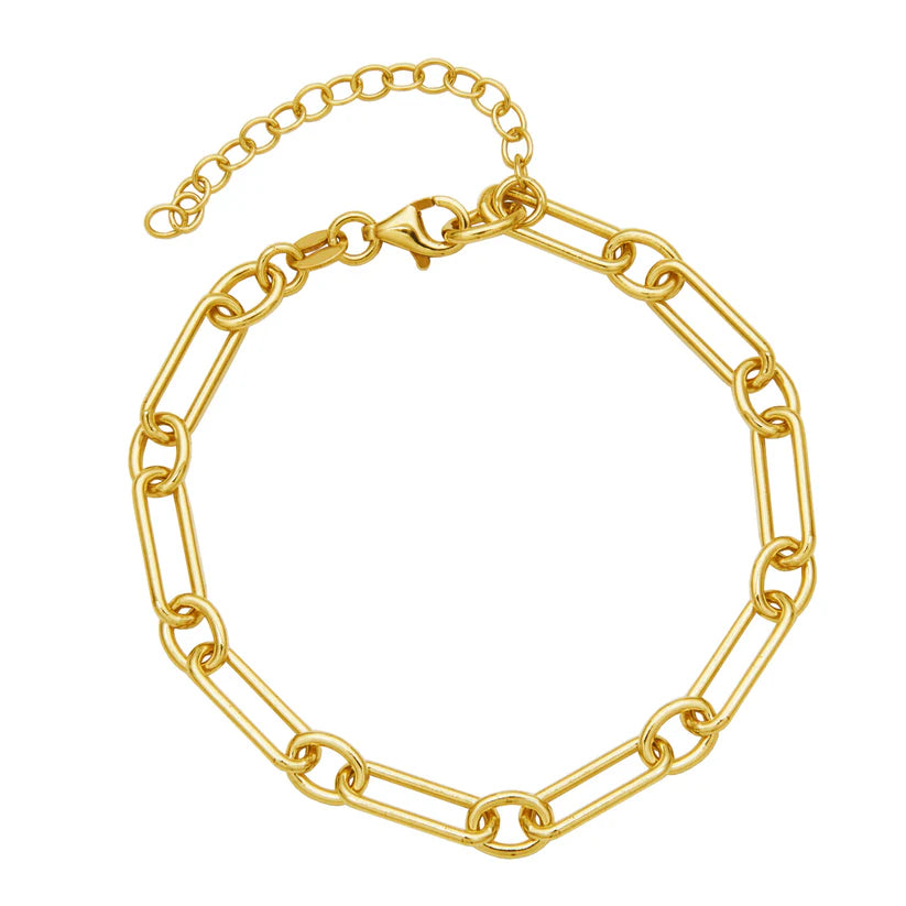 Sterling Silver Gold Plated Paperclip Link Bracelet
