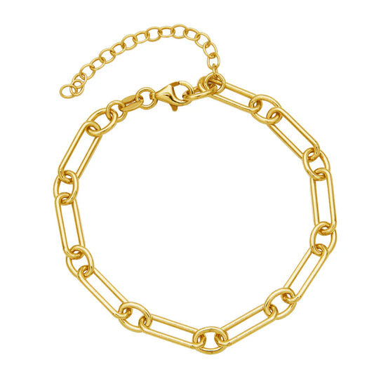 Sterling Silver Gold Plated Paperclip Link Bracelet