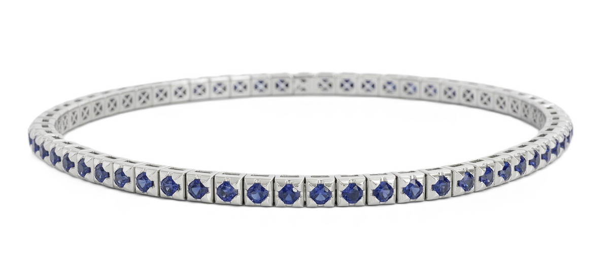 18K Stretch Sapphire Tennis Bracelet
