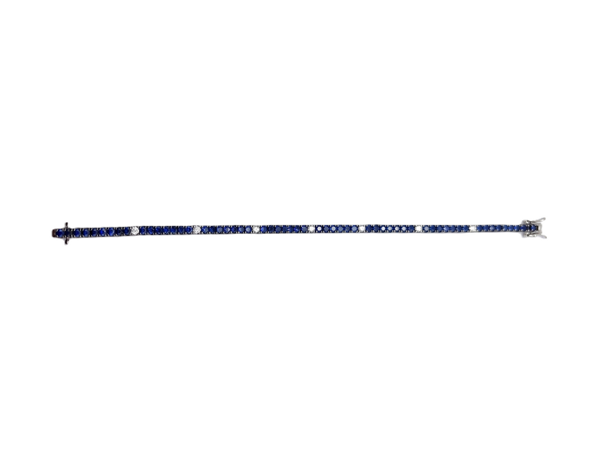 18K with Black Rhodium Sapphire and Diamond Tennis Bracelet