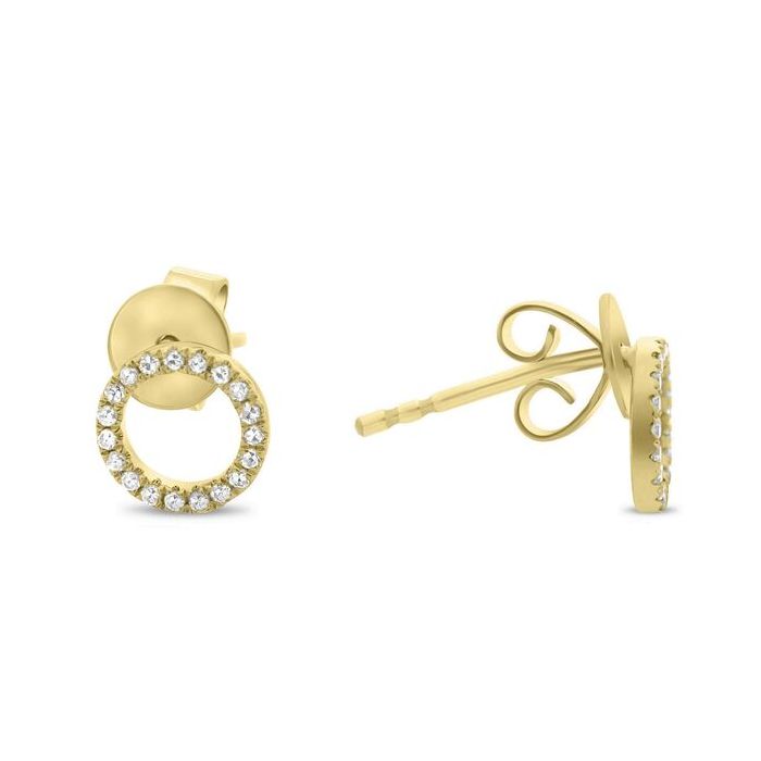 14K Diamond Circle Stud Earrings