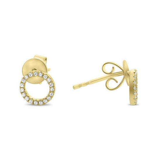 14K Diamond Circle Stud Earrings