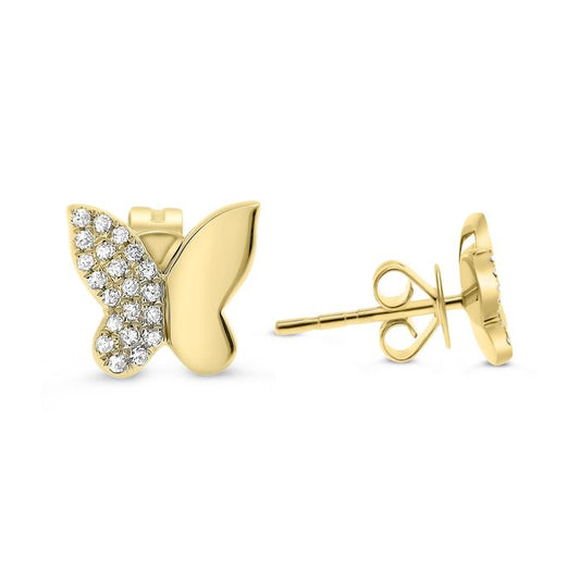 14K Pave Diamond Butterfly Earrings