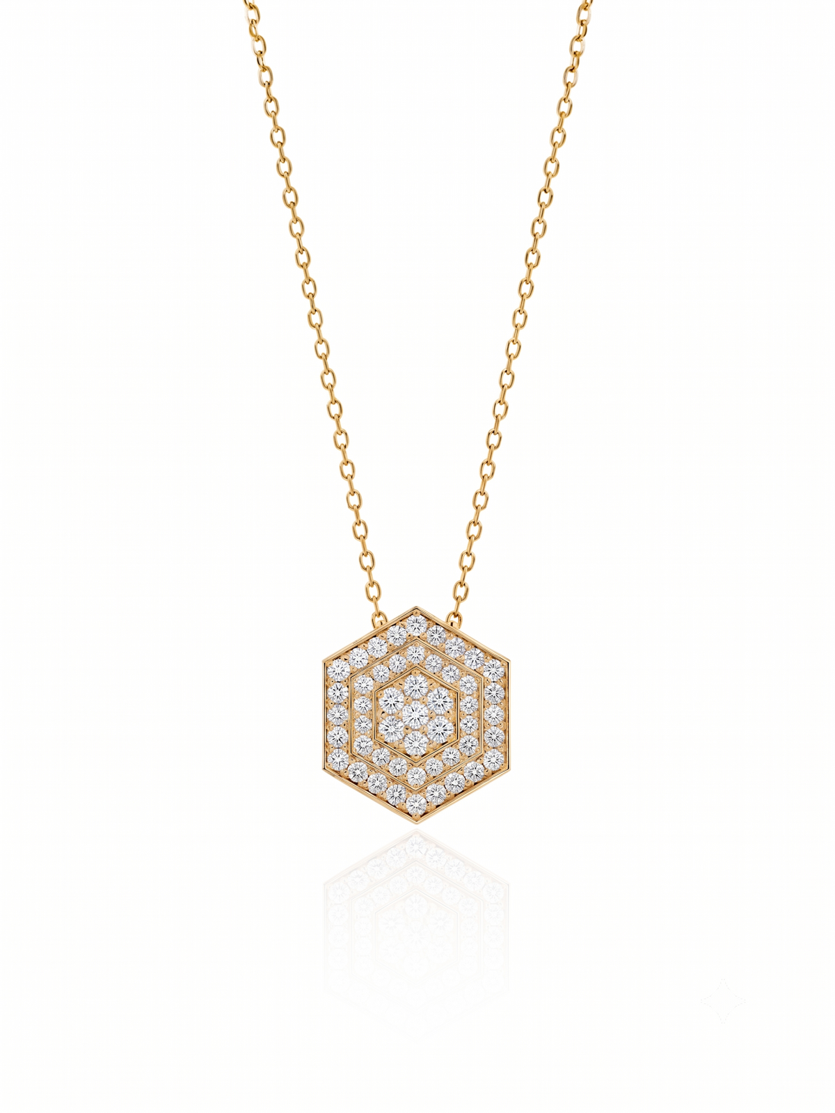 18K Pave Set Diamond Hexagon Pendant