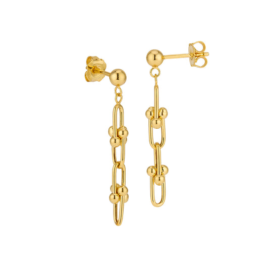 14 Karat Yellow Gold Designer U-Link Short Earrings