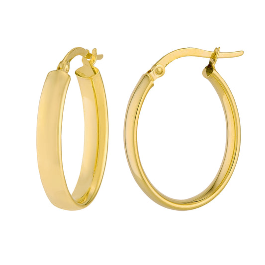 14 Karat Yellow Gold Oval Hoop Earrings