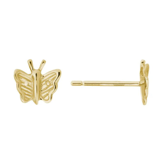 14 Karat Yellow Gold Children's Butterfly Stud Earrings