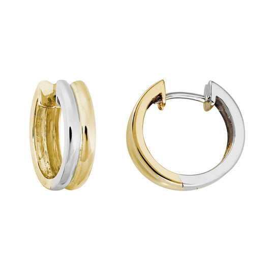 Two Tone 14 Karat Hoop Earrings