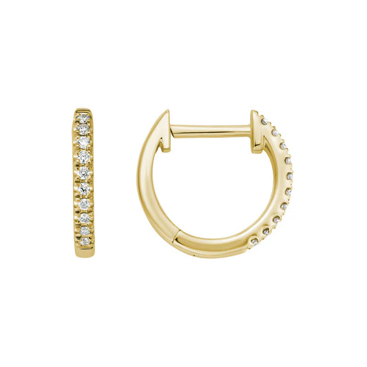 14 Karat Yellow Gold Diamond Huggie Earrings