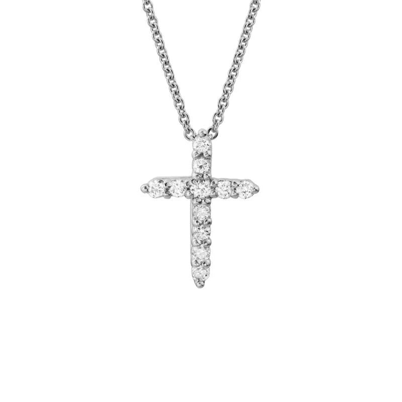 14 Karat White Gold Diamond Cross Pendant
